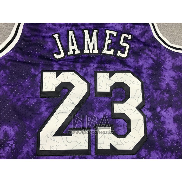 Camiseta Los Angeles Laker Lebron James NO 23 Galaxy Violeta